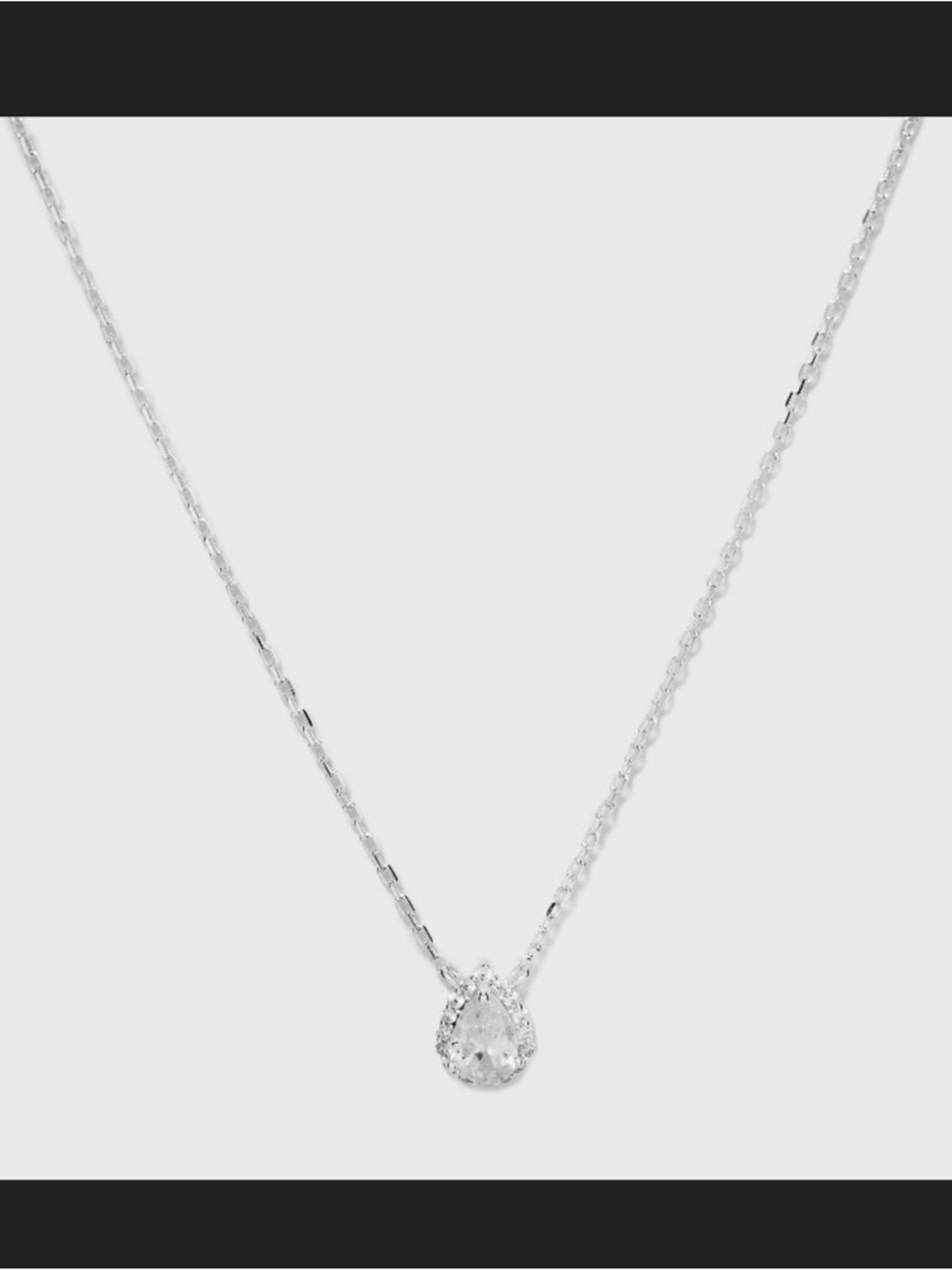 Sterling Silver Teardrop Pendant Necklace -cubic zirconia